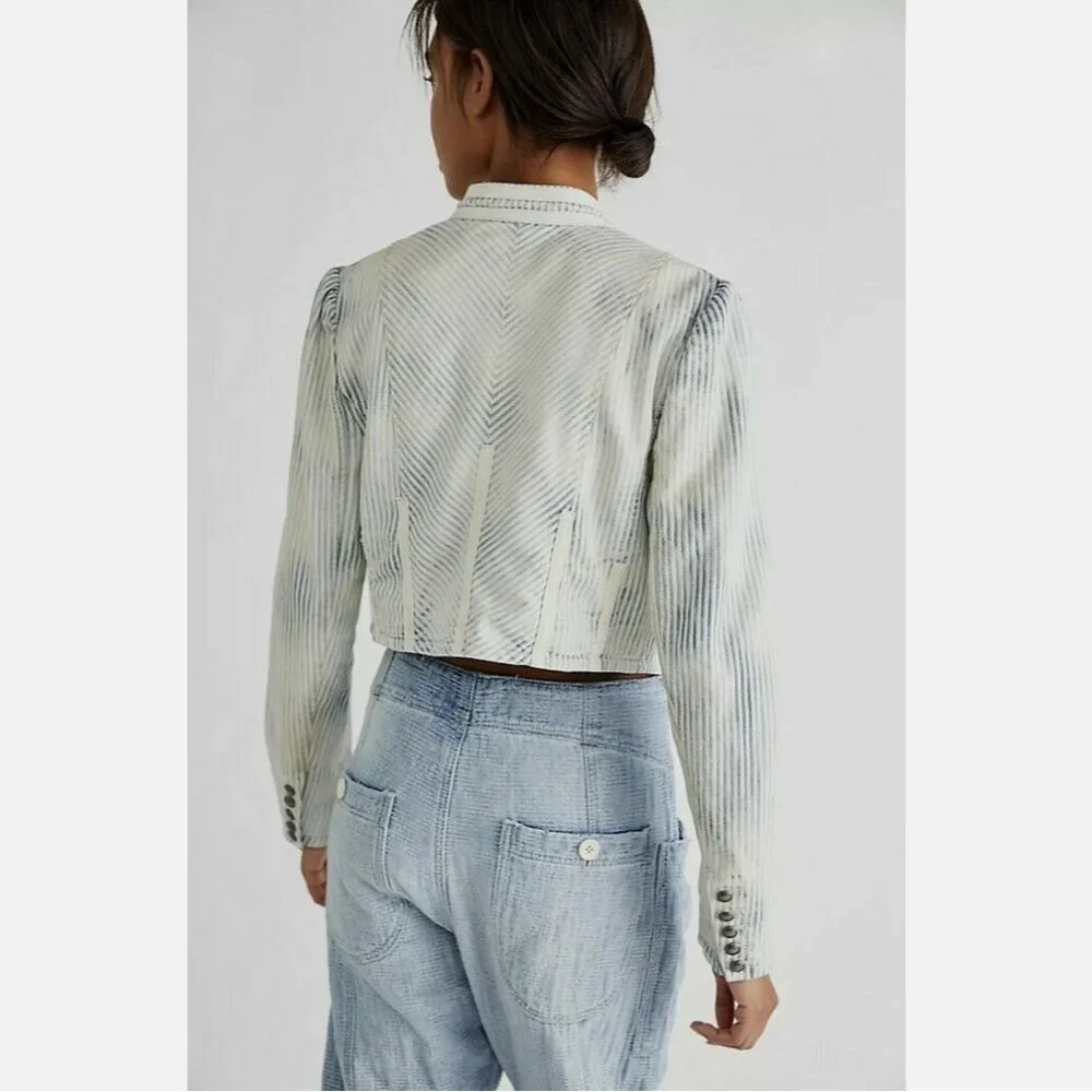 Free People Bleached Out Indigo Cassie Jacket